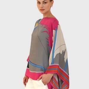 Colorful Graphic Poncho Top